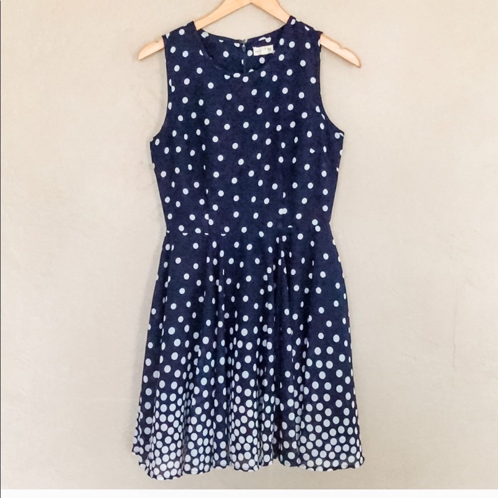 [maison jules] navy polka dot fit and flare dress